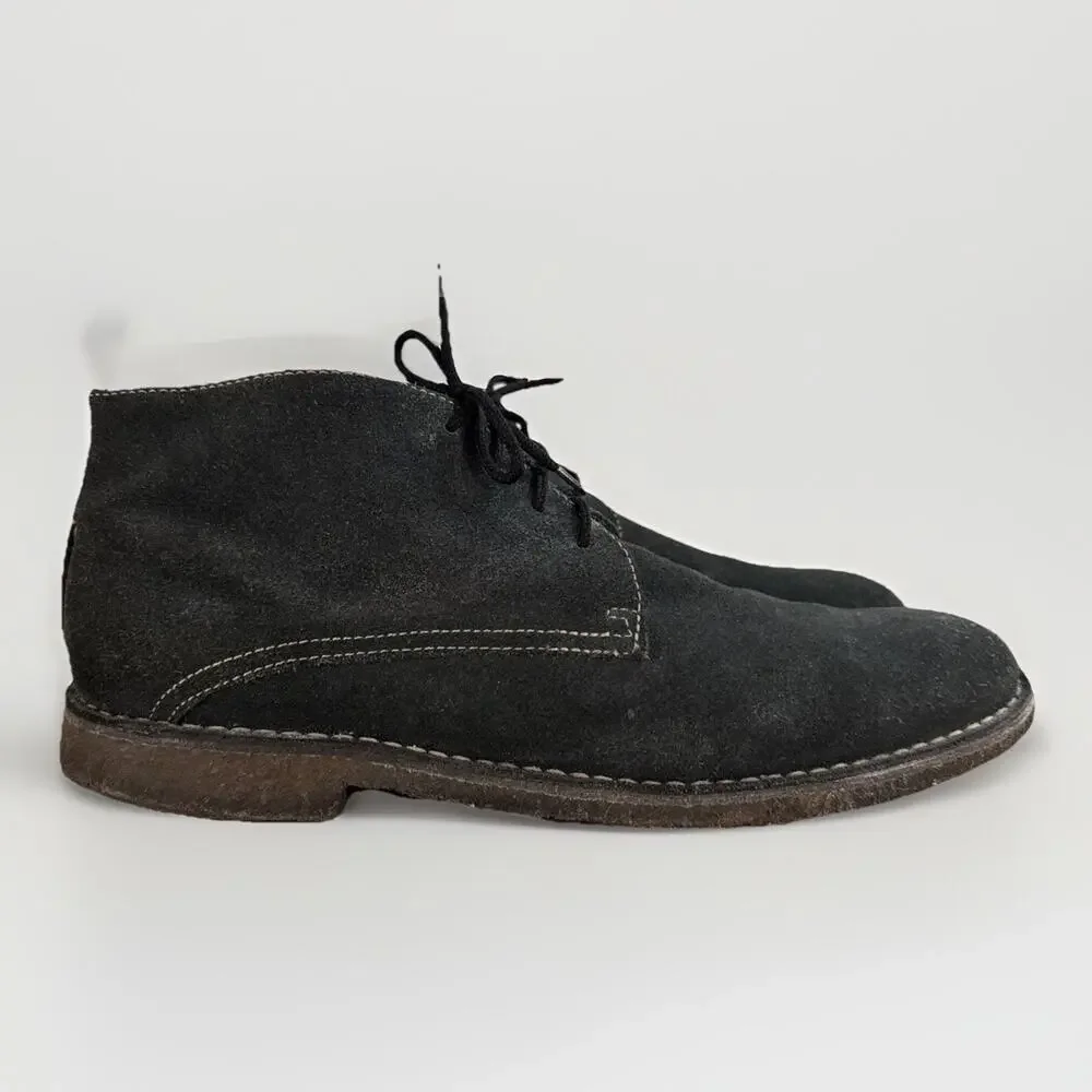 Johnston Murphy Suede Chukka Boots Mens 12 M Gray Blue Leather Ankle Shoes